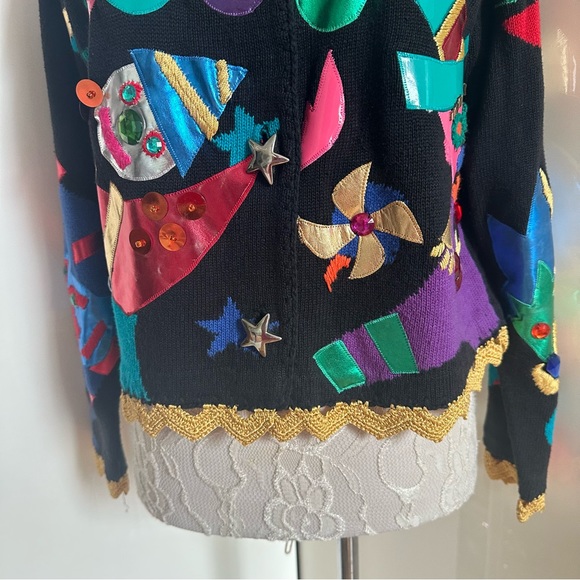 Rare Michael Simon Circus Collectible Sweater Cardigan Christmas sz L - Picture 4 of 17